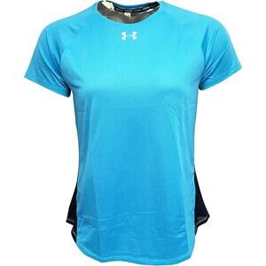NWT Under Armour‎ HeatGear Short Sleeve Hex Delta Blue Shirt Women's Size Large